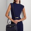 Raffinerad marin dam Ralph Lauren Quilted Läder Medium Farrah Satchel-väskor Raffinerad marin dam Ralph Lauren Quilted Läder Medium Farrah Satchel-väskor