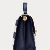 Raffinerad marin/vit rand för kvinnor Ralph Lauren randigt läder Medium Farrah väskor Raffinerad marin/vit rand för kvinnor Ralph Lauren randigt läder Medium Farrah väskor