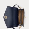 Raffinerad marin/vit rand för kvinnor Ralph Lauren randigt läder Medium Farrah väskor Raffinerad marin/vit rand för kvinnor Ralph Lauren randigt läder Medium Farrah väskor