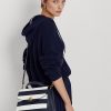 Raffinerad marin/vit rand för kvinnor Ralph Lauren randigt läder Medium Farrah väskor Raffinerad marin/vit rand för kvinnor Ralph Lauren randigt läder Medium Farrah väskor