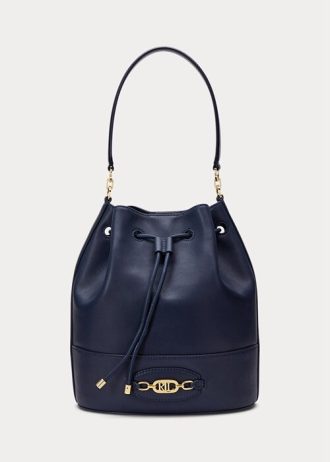 Raffinerad Marinblå Dam Ralph Lauren Läder Stor Andie Handväska