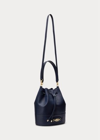 Raffinerad Marinblå Dam Ralph Lauren Läder Stor Andie Handväska