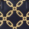 Raffinerad marinblå/modernt guld Ralph Lauren folietryckt läder, medelstora Marcy-väskor för kvinnor Raffinerad marinblå/modernt guld Ralph Lauren folietryckt läder, medelstora Marcy-väskor för kvinnor