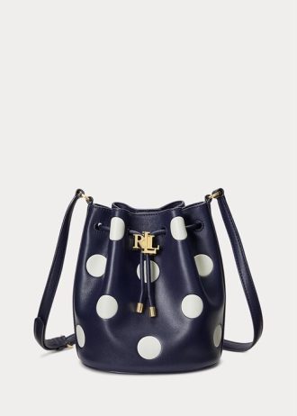 Raffinerad marinblå/vanilj dam Ralph Lauren Polka Dot Medium Andie handväska Raffinerad marinblå/vanilj dam Ralph Lauren Polka Dot Medium Andie handväska