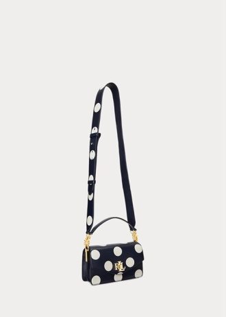 Raffinerad marinblå/vanilj dam Ralph Lauren prickiga små Tayler Crossbody-väskor