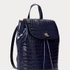 Raffinerade marinblå kvinnors Ralph Lauren präglade läder Medium Winny Ryggsäckar Raffinerade marinblå kvinnors Ralph Lauren präglade läder Medium Winny Ryggsäckar