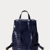 Raffinerade marinblå kvinnors Ralph Lauren präglade läder Medium Winny Ryggsäckar Raffinerade marinblå kvinnors Ralph Lauren präglade läder Medium Winny Ryggsäckar