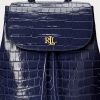 Raffinerade marinblå kvinnors Ralph Lauren präglade läder Medium Winny Ryggsäckar Raffinerade marinblå kvinnors Ralph Lauren präglade läder Medium Winny Ryggsäckar