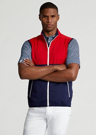 Röd / Marinblå Ralph Lauren vattenavvisande packbar väst för män