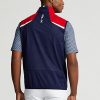 Röd / Marinblå Ralph Lauren vattenavvisande packbar väst för män Röd / Marinblå Ralph Lauren vattenavvisande packbar väst för män