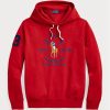 Röd Ralph Lauren Big Polo Crest Fleece Hoodie för män Röd Ralph Lauren Big Polo Crest Fleece Hoodie för män