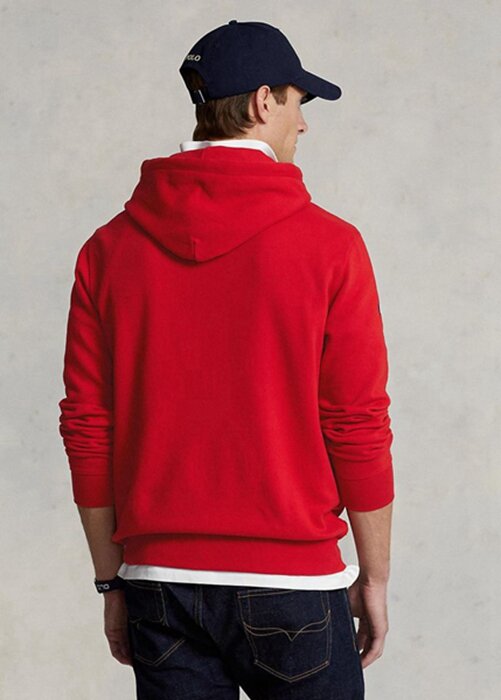Röd Ralph Lauren Big Polo Crest Fleece Hoodie för män Röd Ralph Lauren Big Polo Crest Fleece Hoodie för män