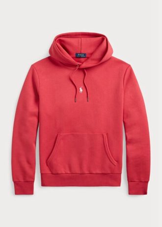 Röd Ralph Lauren dubbelstickad luvtröja för män