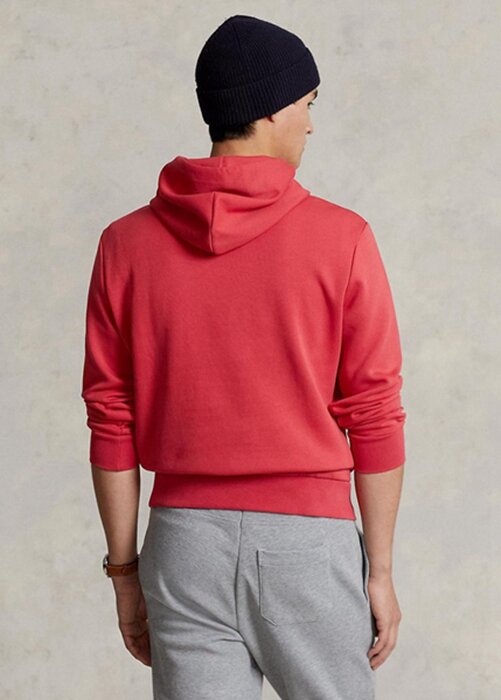 Röd Ralph Lauren dubbelstickad luvtröja för män Röd Ralph Lauren dubbelstickad luvtröja för män