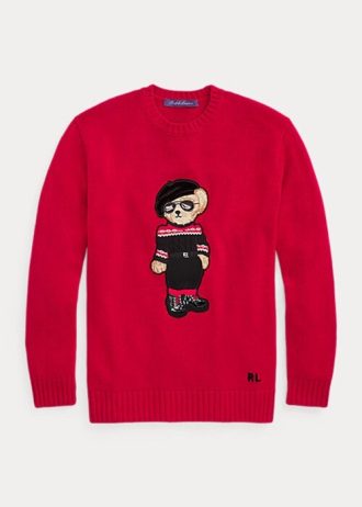 Röda kvinnor Ralph Lauren unar New Year Bear Sweaters Röda kvinnor Ralph Lauren unar New Year Bear Sweaters