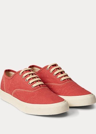 Röda Ralph Lauren Canvas Sneakers för kvinnor