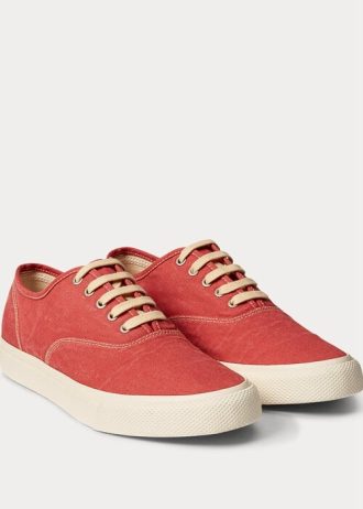 Röda Ralph Lauren Canvas Sneakers för män Röda Ralph Lauren Canvas Sneakers för män