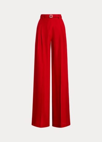 Röda Ralph Lauren Graciela Silk Shantung byxor för kvinnor
