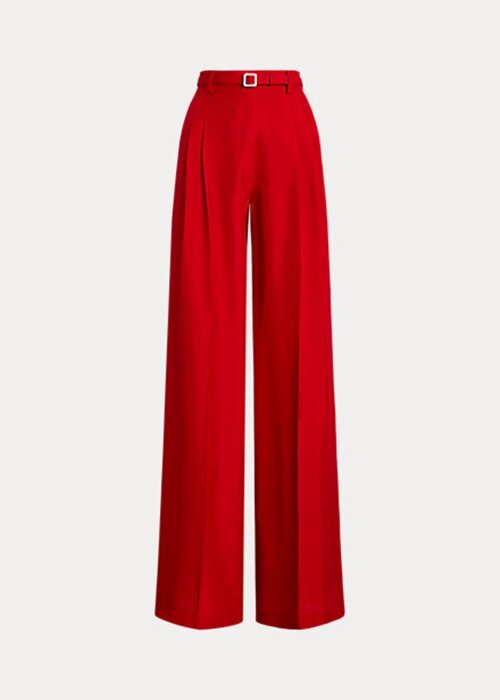 Röda Ralph Lauren Graciela Silk Shantung byxor för kvinnor Röda Ralph Lauren Graciela Silk Shantung byxor för kvinnor