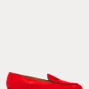 Röda Ralph Lauren Laurel Loafers med broderade get-mocka för kvinnor Röda Ralph Lauren Laurel Loafers med broderade get-mocka för kvinnor
