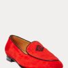 Röda Ralph Lauren Laurel Loafers med broderade get-mocka för kvinnor Röda Ralph Lauren Laurel Loafers med broderade get-mocka för kvinnor