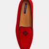 Röda Ralph Lauren Laurel Loafers med broderade get-mocka för kvinnor Röda Ralph Lauren Laurel Loafers med broderade get-mocka för kvinnor