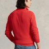 Röda Ralph Lauren Mesh-stickad bomullströjor med kvarts dragkedja för män Röda Ralph Lauren Mesh-stickad bomullströjor med kvarts dragkedja för män