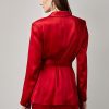 Röda Ralph Lauren Quinton Satinjackor med bälte för kvinnor Röda Ralph Lauren Quinton Satinjackor med bälte för kvinnor