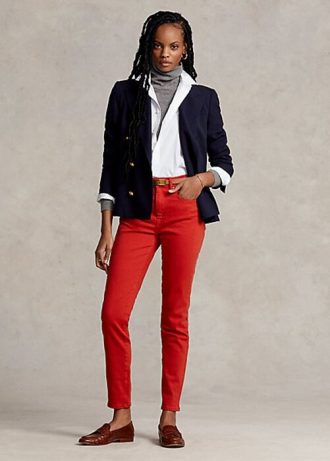 Röda Ralph Lauren Tompkins höghus skinny jeans för kvinnor