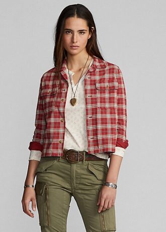 Röda Ralph Lauren tröja med rutigt tryck för kvinnor