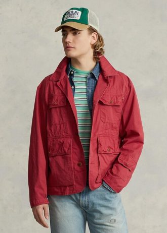 Röda Ralph Lauren Twill vadarjackor för män