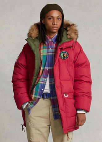 Röda Ralph Lauren vändbara dunparkajackor för män