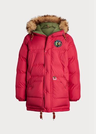 Röda Ralph Lauren vändbara dunparkajackor för män