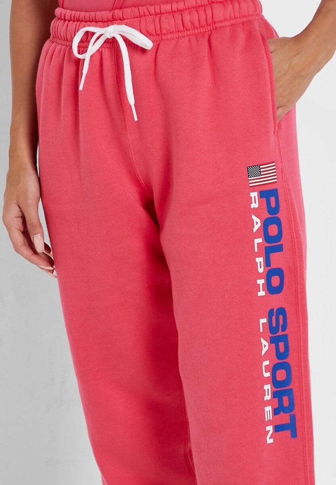 Rosa dam Ralph Lauren hög midja ankel träningsbyxor