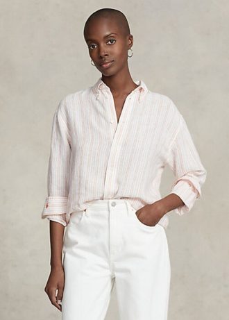 Rosa Dam Ralph Lauren Randiga linneskjortor med avslappnad passform