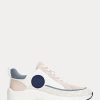 Rosa dam Ralph Lauren Reaghan logotyp Jacquard & Läder Sneakers Rosa dam Ralph Lauren Reaghan logotyp Jacquard & Läder Sneakers