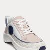 Rosa dam Ralph Lauren Reaghan logotyp Jacquard & Läder Sneakers Rosa dam Ralph Lauren Reaghan logotyp Jacquard & Läder Sneakers