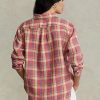 Rosa dam Ralph Lauren Relaxed Fit rutiga linneskjortor Rosa dam Ralph Lauren Relaxed Fit rutiga linneskjortor