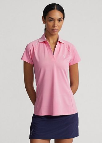 Rosa dam Ralph Lauren skräddarsydda pikétröjor med passform