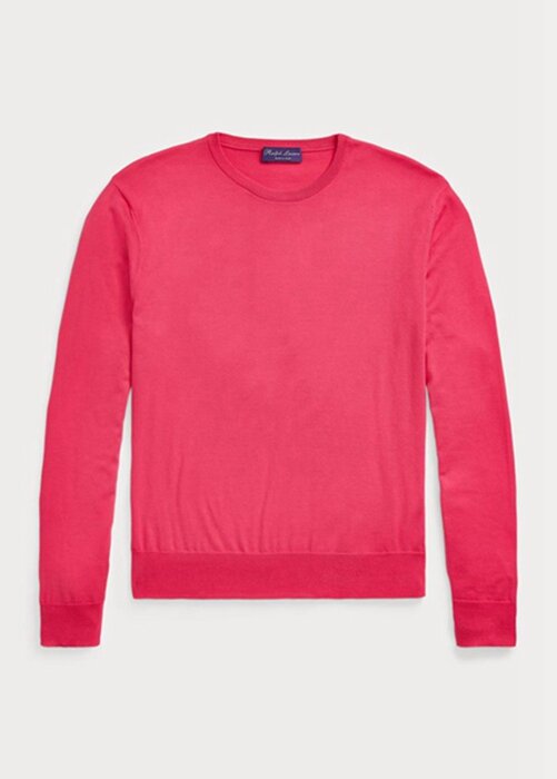 Rosa mäns Ralph Lauren bomullströjor med rund hals Rosa mäns Ralph Lauren bomullströjor med rund hals