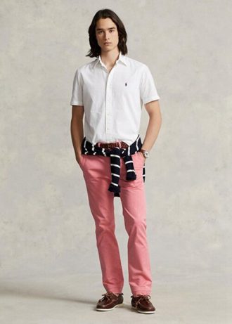 Rosa mäns Ralph Lauren Stretch Slim Fit Chino-byxor