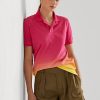 Rosa/orange/gula Ralph Lauren Dip-Dyed pikétröjor för kvinnor Rosa/orange/gula Ralph Lauren Dip-Dyed pikétröjor för kvinnor