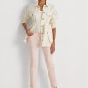 Rosa Ralph Lauren-belagda, raka ankeljeans i medelhög höjd för kvinnor Rosa Ralph Lauren-belagda, raka ankeljeans i medelhög höjd för kvinnor