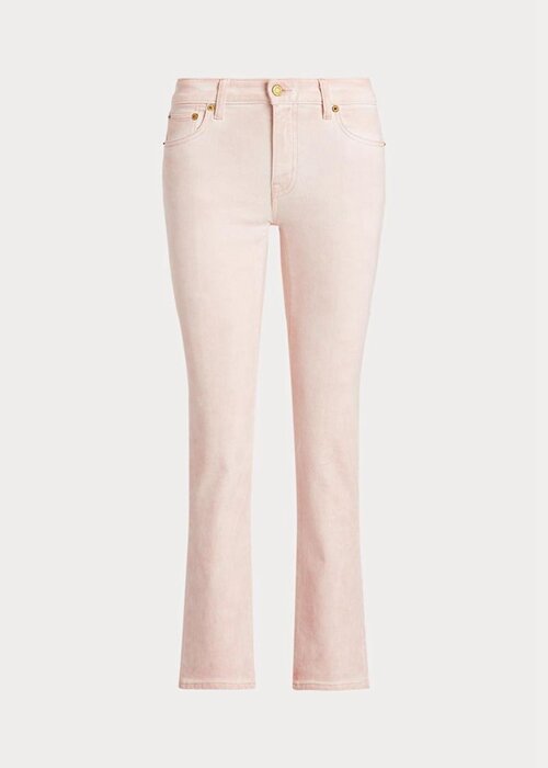 Rosa Ralph Lauren-belagda, raka ankeljeans i medelhög höjd för kvinnor Rosa Ralph Lauren-belagda, raka ankeljeans i medelhög höjd för kvinnor