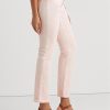 Rosa Ralph Lauren-belagda, raka ankeljeans i medelhög höjd för kvinnor Rosa Ralph Lauren-belagda, raka ankeljeans i medelhög höjd för kvinnor