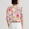 Rosa Ralph Lauren blommiga krinkle Georgette blustoppar för kvinnor Rosa Ralph Lauren blommiga krinkle Georgette blustoppar för kvinnor