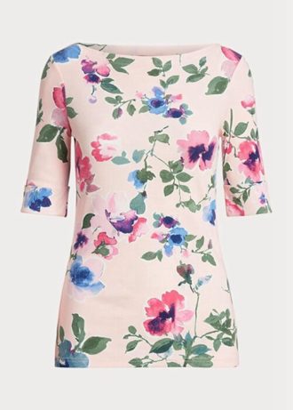 Rosa Ralph Lauren blommiga T-shirts i bomull i stretchig bomull