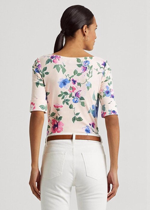 Rosa Ralph Lauren blommiga T-shirts i bomull i stretchig bomull Rosa Ralph Lauren blommiga T-shirts i bomull i stretchig bomull