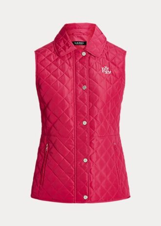 Rosa Ralph Lauren Diamond-quiltad väst för kvinnor