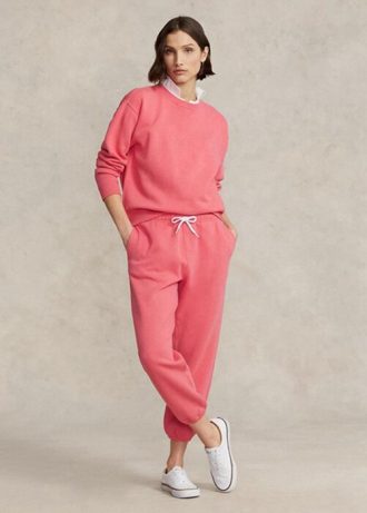 Rosa Ralph Lauren fleecefriidrottsbyxor för kvinnor